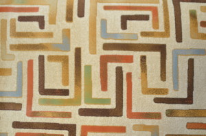 0289S Synthetic Carpet Remnant with Contemporary Pattern (7'x13')