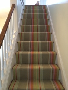This striped stair runner is 100% wool