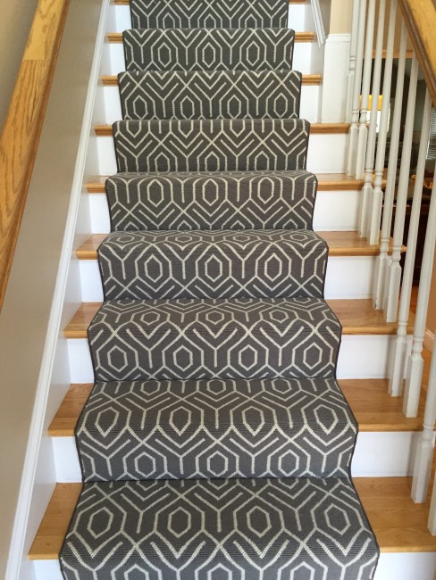 This stair runner was fabricated and installed by The Carpet Workroom