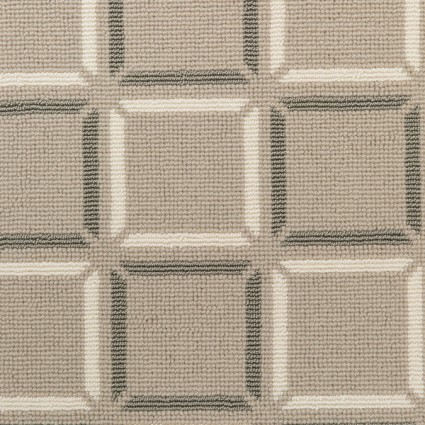 The Carpet Workroom beige, gray and white carpet sample, square shapes