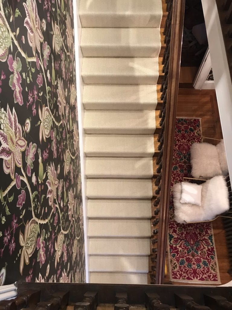 Aerial view of the finished stair runner