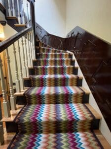 Missoni Baci Prestige Mills custom stair runner rainbow colors The Carpet Workroom