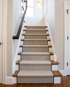 Heatherly in Chevron herringbone neutral flat woven wool on sale at The Carpet Workroom