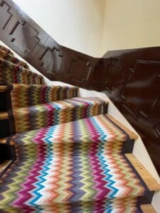 Missoni Baci Prestige Mills custom stair runner rainbow colors The Carpet Workroom