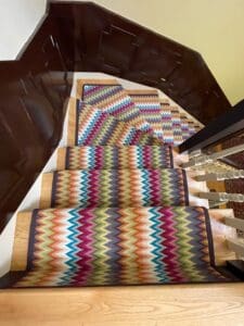 Missoni Baci Prestige Mills custom stair runner rainbow colors The Carpet Workroom
