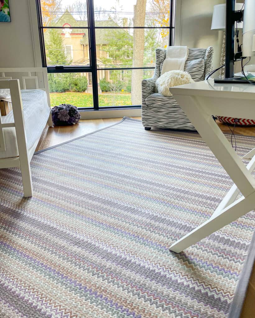 Missoni carpet rug in a bedroom