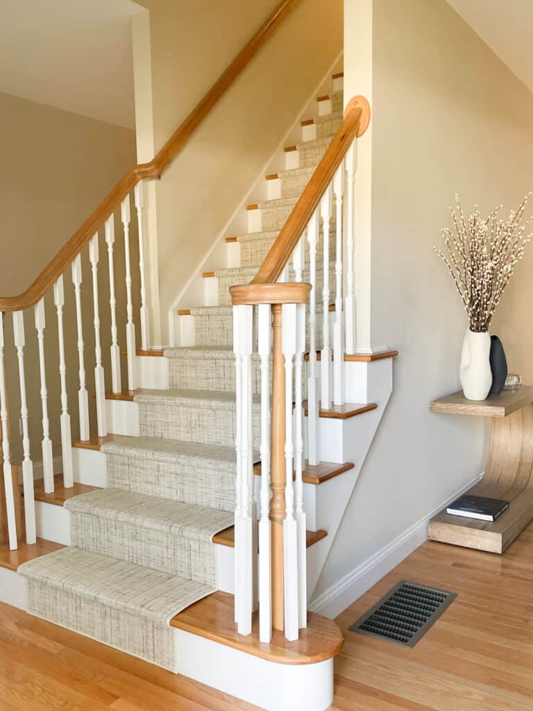 A stair runner made from 100% wool