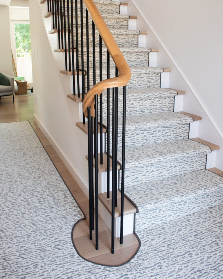 connecting stair and hallway runner. Custom cut